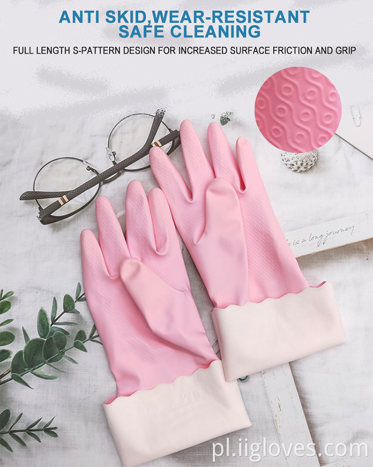 Wodoodporny długi rękaw Różowy niebieski domowy ogrodnictwo pralnia do mycia naczynia kuchenne czyste gumowe rękawiczki